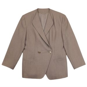 Vintage Michelle Brett Pure Wool Wrap Blazer Womens Plus Size 16 Tan Neutral